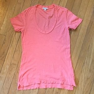 James Perse T-Shirt Tee Scoop 2 Medium Coral